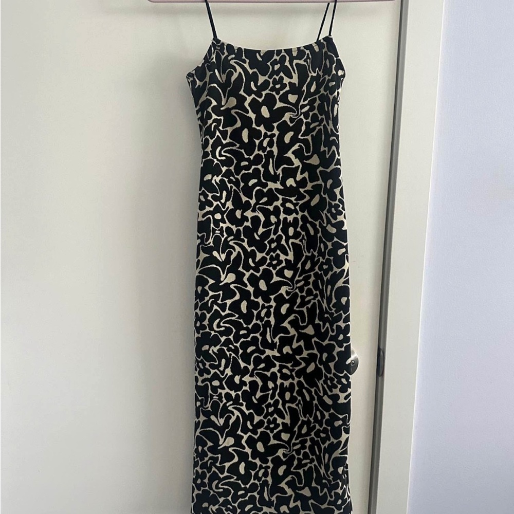 Zara Black and Cream Floral Maxi Dress
